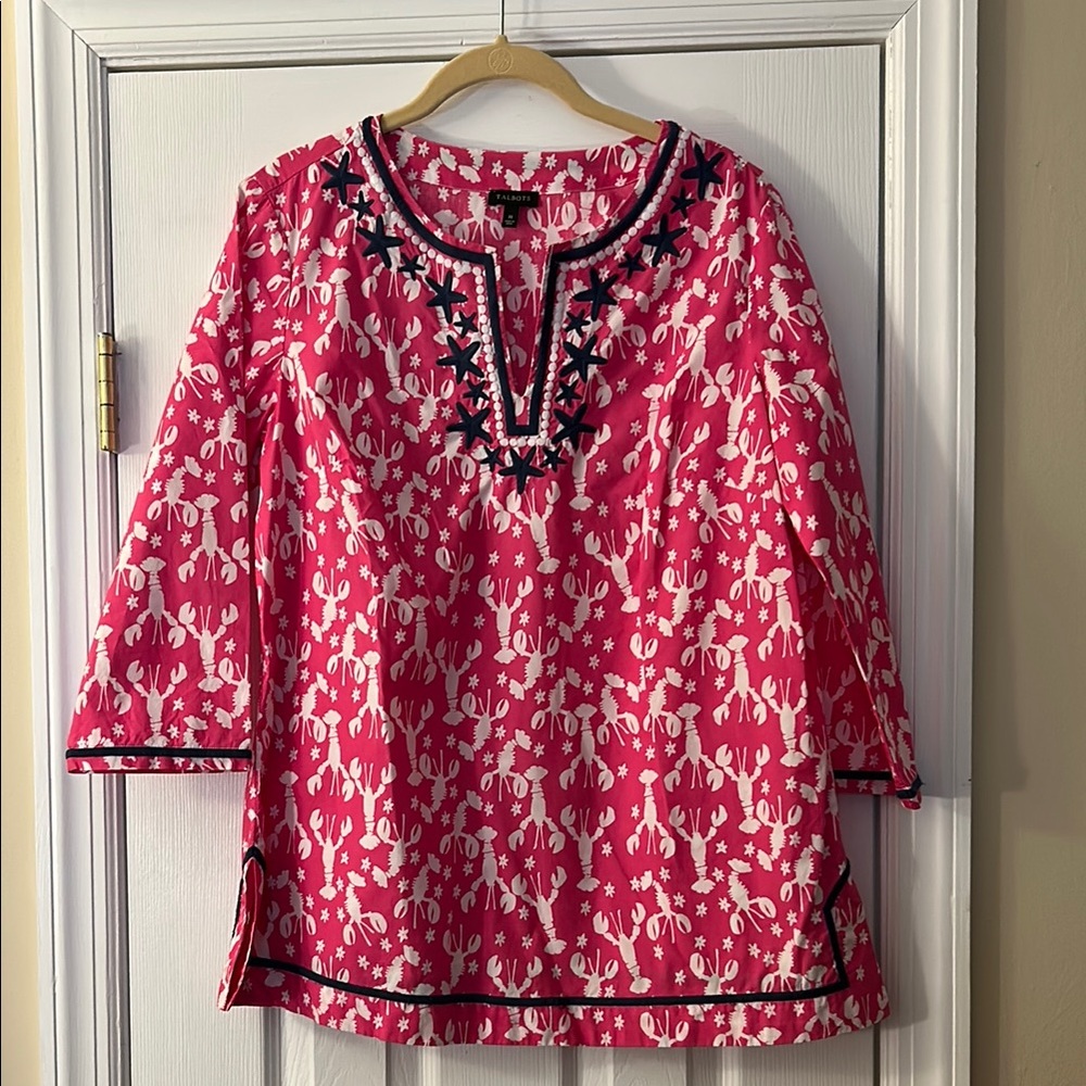 Talbots Pink Embroidered Women's Top Size Medium